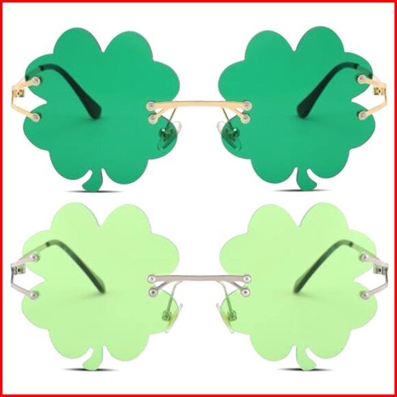 St. Patrick\'s Day Shamrock Sunglasses, UV400 Protection, Metal Frame main image 4
